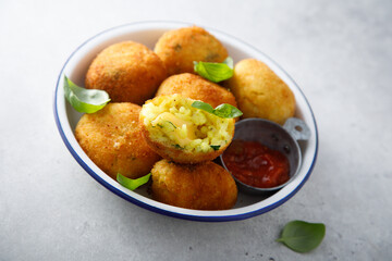 Traditional rice balls with cheese