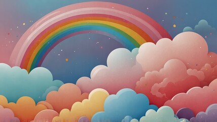 background colorful pastel clouds and rainbow generate ai 