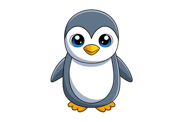 Fluffy Penguin Chick on Snow Vector Illustration Cute Cartoon Animal