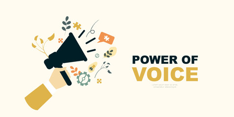 Power of Voice banner. Freedom of Speech theme. Modern design.