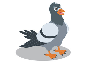 Pigeon cartoon vector flat design isolated on white background