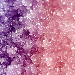 Fototapeta premium Coarse grained purple pink sugar body scrub texture close up. Generative AI