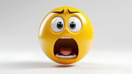 Face screaming in fear three-dimensional emoji. Gobsmacked emoticon isolated on white background