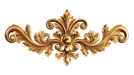 Gold baroque ornament element isolated on a white background 