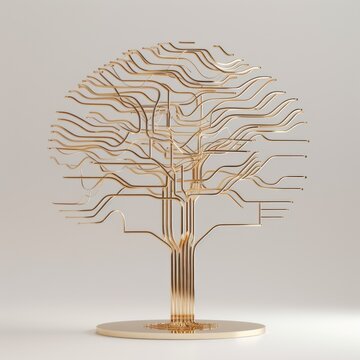 Abstract Golden Tree Sculpture.
