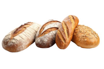 Artisan Breads Freshly Baked in a Rustic Bakery During a Warm Afternoon on Transparent PNG Background..