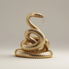 Obraz premium Golden Snake, Abstract, 3D Render, Minimalism, Design.