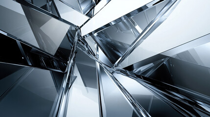 Futuristic transparent background with metallic elements, sharp angles and neon blue and color embellishments for projects on high tech and modern designs