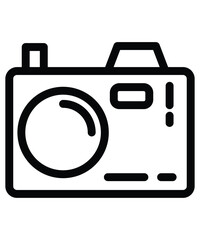 Camera Icon Graphic Outline Style. Single Icon. Camera Video Icon, Media Icon.
