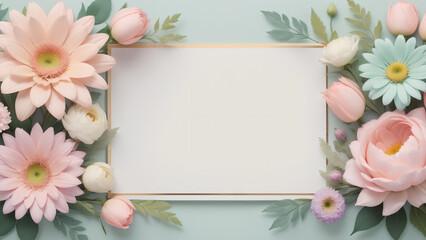 Obraz premium Pastel Flower Arrangement with Blank Area Suitable for wedding invitations