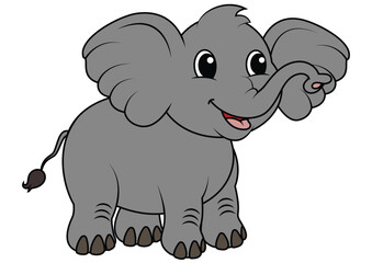Vector illustration of cartoon cute elephant isolated on white background. Elephant vector flat design