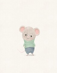 Hand draw Cute baby Animal mouse, funny animal