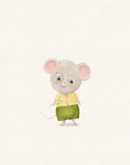 Hand draw Cute baby Animal mouse, funny animal