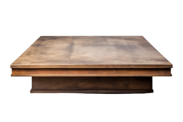 Elegant Wooden Table Set Against a Minimalistic Background in Soft Natural Light on Transparent PNG Background..