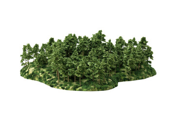 Obraz premium Lush green dense forest isolated on transparent background. showcasing natural beauty and vibrant greenery.
