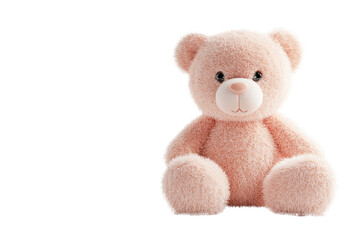 Cute soft pink teddy bear on transparent background. Perfect for children's gifts, decorations, or nurseries. High-quality plush toy for kids.