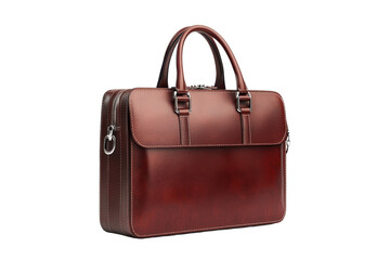 Elegant brown leather briefcase with sturdy handles and sleek design, perfect for business and professional use.