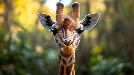 Obraz premium A Close-Up Portrait of a Giraffe