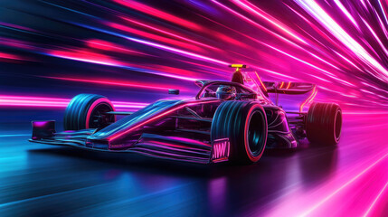 Extreme Speed Formula 1 Car Racing with Neon Lights