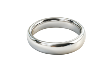Elegant simple silver band ring isolated on transparent background. Ideal for jewelry advertisements and wedding themes.