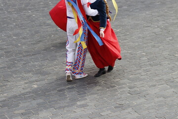 Basque folk dance exhibition in an outdoor festival