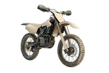 Obraz premium High-quality image of a beige dirt bike, showcasing its design and details, perfect for transportation and adventure-themed projects.