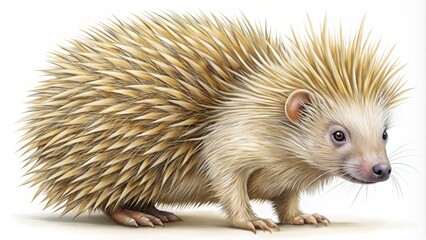 Obraz premium A Detailed Digital Illustration of a Light-Colored Hedgehog with Sharp Spines - Wildlife Art, Animal Illustration, Spiky Creature