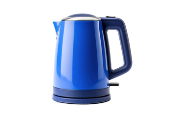 Vibrant Blue Electric Kettle on a White Background Perfect for Home Kitchens on Transparent PNG Background..