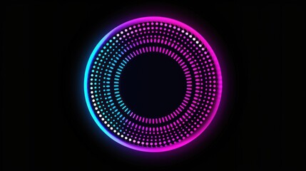 Abstract Neon Circle with a Dotted Pattern