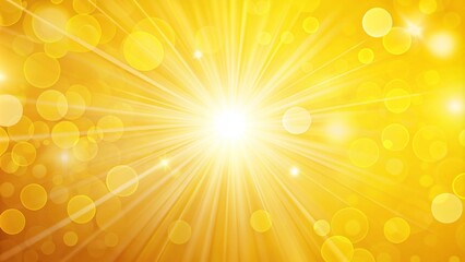 Obraz premium Golden Sunburst with Bokeh Effect - Abstract Background, Radiance, Light, Yellow, Sunshine, Bright, Glow