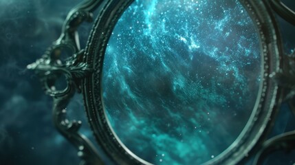 Antique Mirror Reflecting Blue Nebula.
