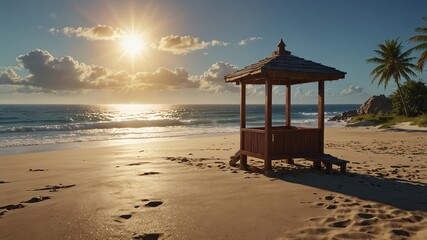 Fototapeta premium summer beach landscape sunset generate ai