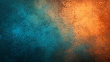 Obraz premium Grainy noisy texture brown orange blue poster background, dark moody teal turquoise aquamarine grunge retro backdrop design smooth color gradient banner 