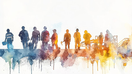 This vibrant and colorful artwork beautifully celebrates Labor Day, emphasizing unity and the diverse, invaluable contributions of all workers in our society