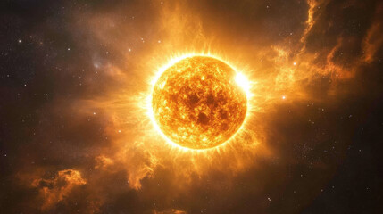 Obraz premium Sun, shining brightly against the darkness of space --ar 16:9 --v 6.1 Job ID: 7572cf95-2793-4a17-a5ce-f08caa9f2e03