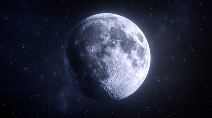 Fototapeta premium The moon was full and bright at night. It looked magnificent through the telescope.