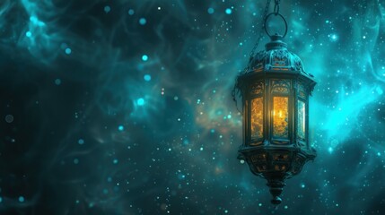 Glowing Lantern with a  Mystical Background.