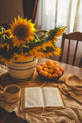 An open Bible in a cozy home atmosphere