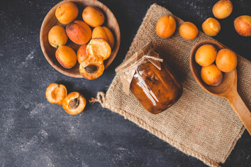 Jar of organic craft apricot jam