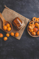 Jar of organic craft apricot jam