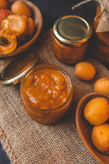 Jar of organic craft apricot jam