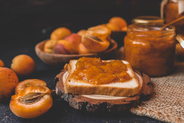 Jar of organic craft apricot jam
