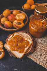 Jar of organic craft apricot jam