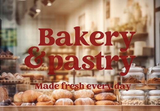 Bakery Shop Window Sign Mockup With Generative AI