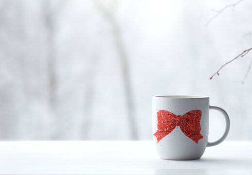 Snow Coffee Mug Mockup With Generative AI