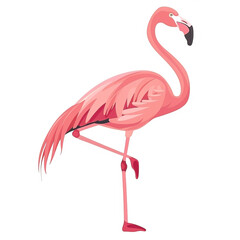 Obraz premium Cartoon Flamingo Vector Illustration in Cute Pink Style