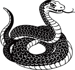 Naklejka premium 白黒の蛇