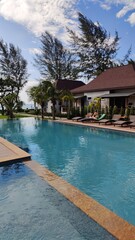 A design bungalow hotel built in Thai style Asian modern architecture on Koh Lanta in Thailand