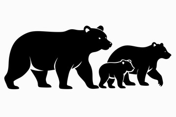 Silhouette of Black Bear , bear icon, bear vector illustration,Bear silhouette with forest, Bear black Silhouette vector, isolated on white background for rodeo western design