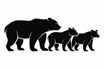 Silhouette of Black Bear , bear icon, bear vector illustration,Bear silhouette with forest, Bear black Silhouette vector, isolated on white background for rodeo western design